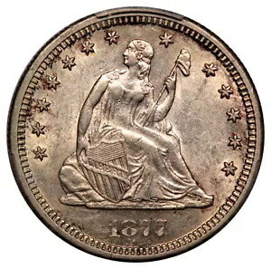 1877-S 25C リバティ シーテッド クォーター PCGS AU55