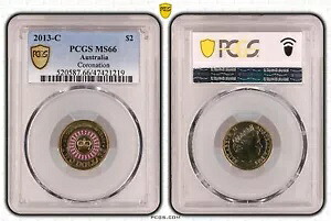 オーストラリア 2013 'C' ミントマーク 戴冠式 2 ドル $2 コイン PCGS MS66 #1219|WORLD RESOURCE【KING店】