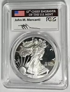2001-W $1 アメリカン シルバー イーグル PCGS PR70DCAM PGV $800.00 Mercanti # ITSZW