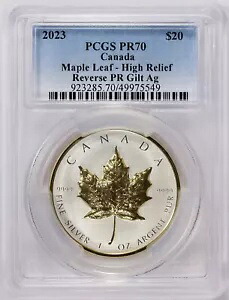 2023 カナダ $20 シルバー メープル リーフ - 超高浮き彫りリバース プルーフ PCGS PR70｜WORLD RESOURCE【KING店】