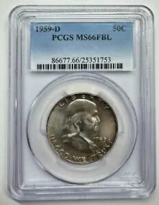1959-D フランクリン シルバー ハーフダラー MS66FBL PCGS