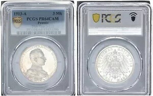 3 1913 年マーク ヴィルヘルム 2 世 - 政府樹立 25 周年記念 PCGS PR64CAM 106954-