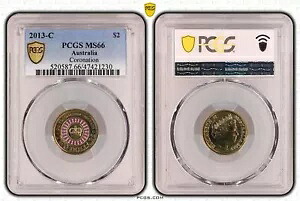 オーストラリア 2013 'C' ミントマーク 戴冠式 2 ドル $2 コイン PCGS MS66 #1230