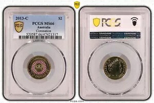 オーストラリア 2013 'C' ミントマーク 戴冠式 2 ドル $2 コイン PCGS MS66 #1317