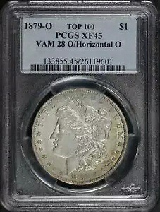 1879-O トップ 100 VAM-28 O/ホリゾンタル O モルガン ドル PCGS XF-45