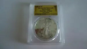2018-W プルーフ シルバー イーグル PCGS PR70DCAM 初日発行金箔ファン ショー