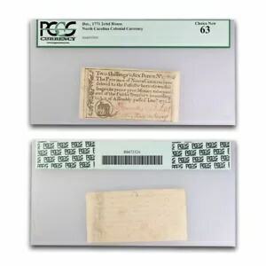 1771 2 シリング 6p ノースカロライナ 12/71 CU-63 PCGS (Fr#NC-136b)