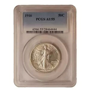 1916 P ウォーキング リバティー ハーフダラー ** PCGS AU55 ** ナイス コイン** 送料無料 782|WORLD RESOURCE【KING店】