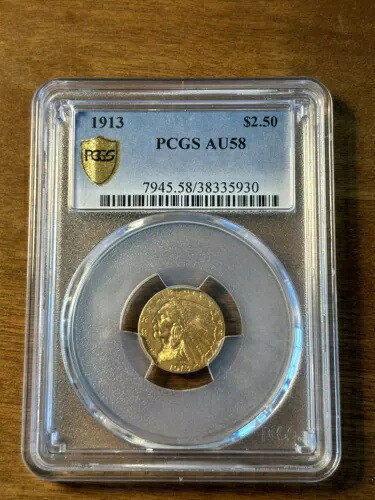 1913 PCGS AU58 $2.50 クォーター イーグル インディアン ゴールド|WORLD RESOURCE【KING店】
