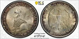 ドイツ 1927 F 3 マーク テュービンゲン大学 PCGS MS64 J-238 ワイマール共和国 希少|WORLD RESOURCE【KING店】