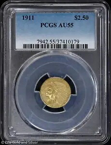 1911 $2.50 ゴールド インディアン ヘッド クォーター イーグル PCGS AU 55|WORLD RESOURCE【KING店】