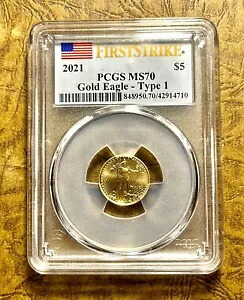 2021 $5 ゴールド イーグル レア タイプ 1 PCGS NFC Gaudens First Strike MS70 # ITH|WORLD RESOURCE【KING店】