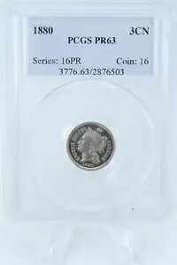 1880-P PCGS PR63 3 セント ニッケル プルーフ 3CN|WORLD RESOURCE【KING店】