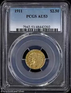 1911年 $2.50 ゴールド インディアン ヘッド クォーター イーグル PCGS AU 53|WORLD RESOURCE【KING店】