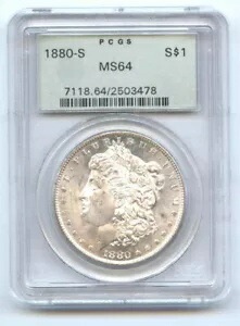 1880-S $1 MS64 PCGS - ホワイト&ラスター モーガン ドル|WORLD RESOURCE【KING店】