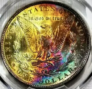 1886 P トーン モーガン $ PCGS MS 63??シルバー レインボー トーンのモンスター レンブラント??｜WORLD RESOURCE【KING店】