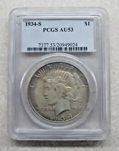 1934-S 主要日付 平和銀ドル PCGS AU53|WORLD RESOURCE【KING店】