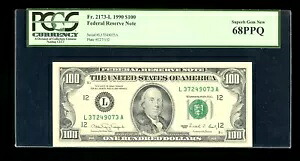 DBR 1990 $100 サンフランシスコ神父2173-L 素晴らしい宝石 PCGS 68 PPQ シリアル L37249073A|WORLD RESOURCE【KING店】