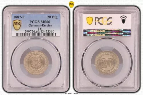 コイン フェニヒ エンパイア 20 フェニヒ 1887 F PCGS MS66 素晴らしいコピー nswleipzig-