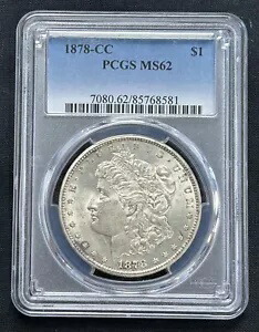 未流通 1878-CC モーガン シルバー ダラー - PCGS MS62 - $1 FV - カーソンシティ造幣局