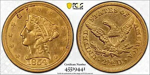 1854 米国コロネット ヘッド クォーター イーグル $2.50 金貨 - PCGS AU 詳細｜WORLD RESOURCE【KING店】