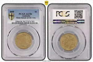 オーストラリア 2000 ミュール 10c 表面ストラック $1 コイン PCGS AU50 #4785
