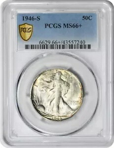 1946-S ウォーキング リバティ シルバー ハーフダラー MS66+ PCGS