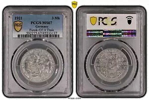 ドイツ ワイマール ターレ ハルツ 3 マーク 1921 ノットゲルト コイン PCGS MS67 ホースライダー｜WORLD RESOURCE【KING店】