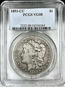 1893 CC モーガン シルバー ドル PCGS VG08