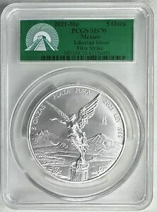 2021-Mo メキシコ 5 オンザ リベルタ シルバー ファースト ストライク PCGS MS70 5oz