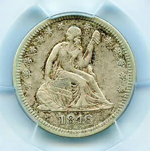 1846年リバティ・シーテッド・クォーター、PCGS XF45｜WORLD RESOURCE【KING店】