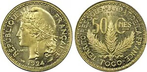 トーゴ - 1924(a) 50c ESSAI Lec-6 PCGS SP 66 ゴールド シールド