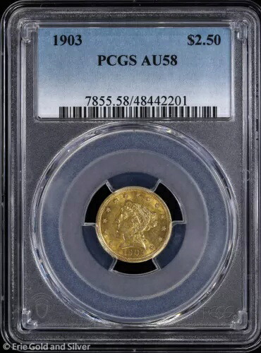 1903年 $2.50 ゴールド リバティ ヘッド クォーター イーグル PCGS AU 58｜WORLD RESOURCE【KING店】