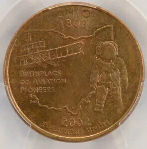 2002-P 25c オハイオ州クォーター 逆欠落クラッド層 PCGS MS63 RB|WORLD RESOURCE【KING店】
