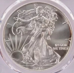 2016 $1 PCGS シルバー イーグル ストラックスルー保持プラスチック スレッド表側 MS68｜WORLD RESOURCE【KING店】