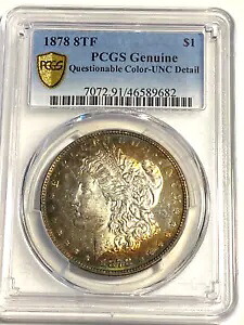 #A7086、モーガン シルバー ダラー 1878 8TF レインボー トーン、PCGS UNC 美しいコイン|WORLD RESOURCE【KING店】