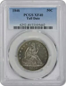 1846 リバティ シーテッド ハーフダラー トール デイト EF40 PCGS|WORLD RESOURCE【KING店】
