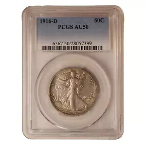 1916 D ウォーキング リバティ 0.5 ドル ** PCGS AU50 **ナイス コイン** 送料無料 781|WORLD RESOURCE【KING店】