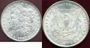 1887-O $1 派手なホワイトミントの光沢とオリジナルの色と表面のシルバー MORGAN DOL|WORLD RESOURCE【KING店】