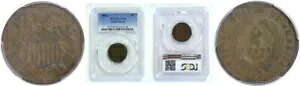 1864 2C スモールモットー 2 セントピース PCGS VF-25|WORLD RESOURCE【KING店】
