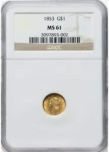 1853 ゴールド ダラー - タイプ 1 G$1 NGC MS61|WORLD RESOURCE【KING店】