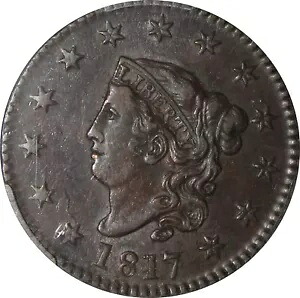 1817 XF45 コロネット ヘッド ラージ セント、13 スター、PCGS 46767878