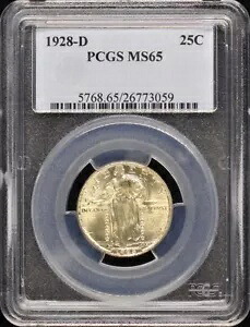 1928-D 25C スタンディング リバティ クォーター PCGS MS65