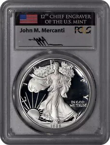1986-S プルーフ 1 オンス シルバー イーグル PCGS PR70DCAM Mercanti 署名入り - 汚れなし! 231,550円