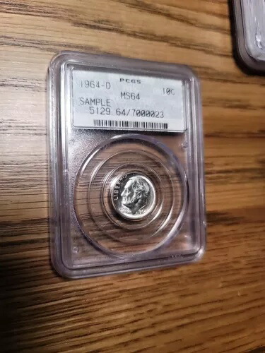 PCGS ドイリー ホルダー サンプル スラブ 1964-D ルーズベルト ダイム MS64 レア