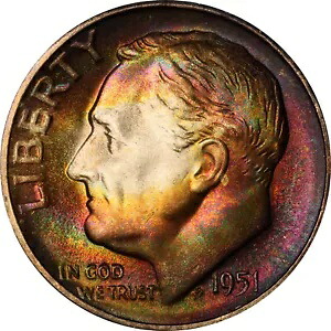 1951-S MS68 ルーズベルト ダイム、PCGS 48986256