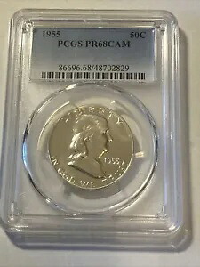1955 カメオ GEM プルーフ フランクリン ハーフダラー PCGS PR 68 カメオ