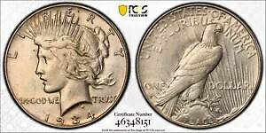 1934-S Peace $、PCGS AU 53、たっぷりの光沢、素晴らしいストライク、希少な年代！