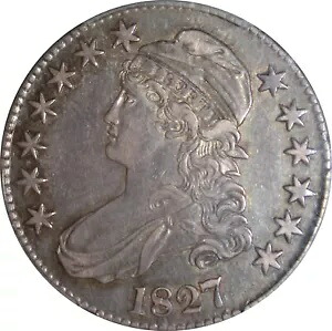 1827 AU50 キャップドバスト ハーフダラー、スクエアベース 2、PCGS 830555942