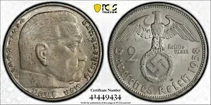 どーぞ！ PCGS MS63 1938-D 2 Mk ライヒスマルク ヒンデンブルク J-366 シルバー ドイツ 1 以上